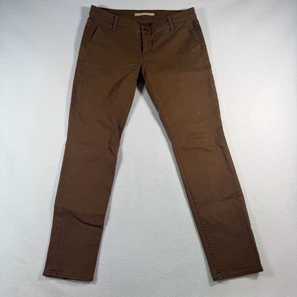 Vince Jeans Womens 30 Brown Skinny Trouser Crop Mid Rise Moss Stretch - Picture 1 of 13